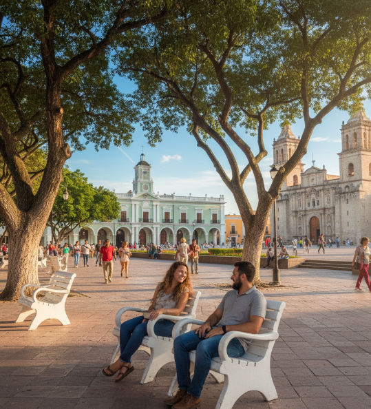 Infografía que compara el costo de vida en Mérida con otras ciudades, simbolizando un estilo de vida económico.