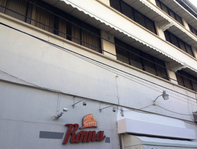 Main facade of Hotel Roma II in the Colonial Zone of Santo Domingo.