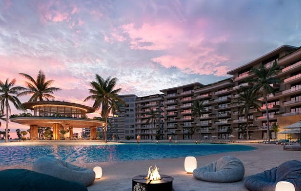 Modern facade of Vista Alta luxury residences in Cap Cana, Punta Cana - Fachada moderna de las residencias de lujo Vista Alta en Cap Cana
