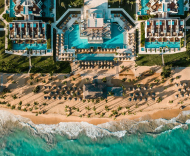 Panoramic view of Excellence El Carmen luxury beach resort in Punta Cana