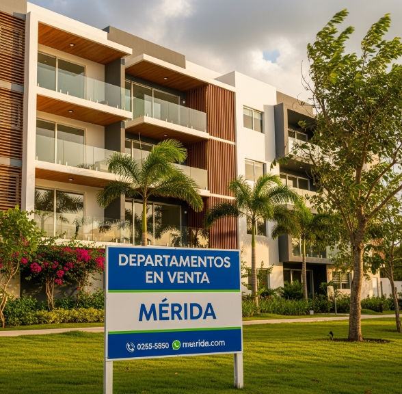 Área de piscina o amenidades de un complejo de departamentos en venta en Mérida, Yucatán.