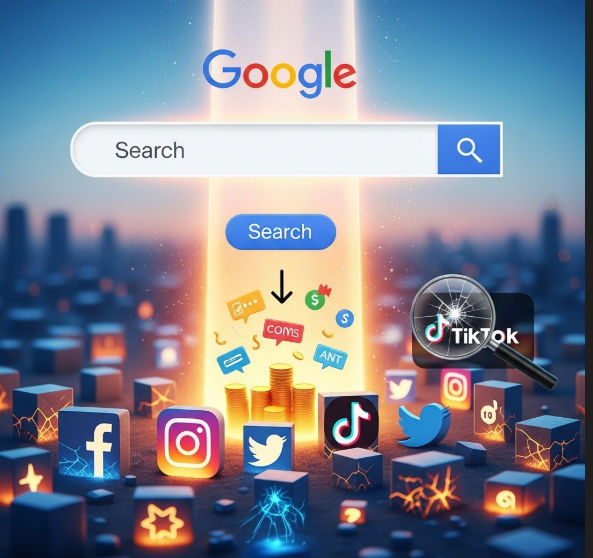 Infografía que compara por qué Google es mejor que las redes sociales para generar ventas.