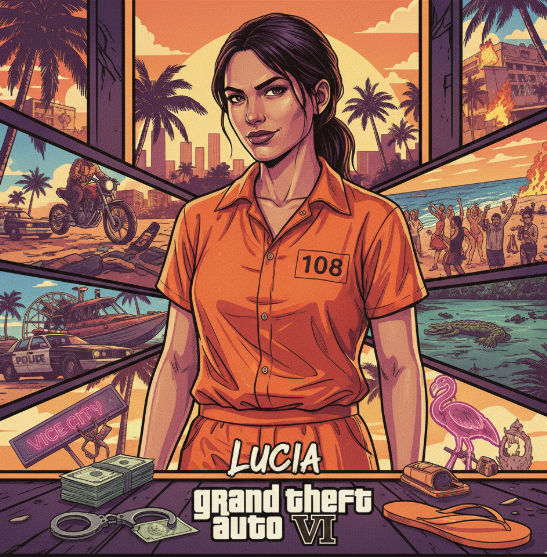 Lucía de GTA VI con uniforme de prisión naranja en una escena del primer tráiler oficial.