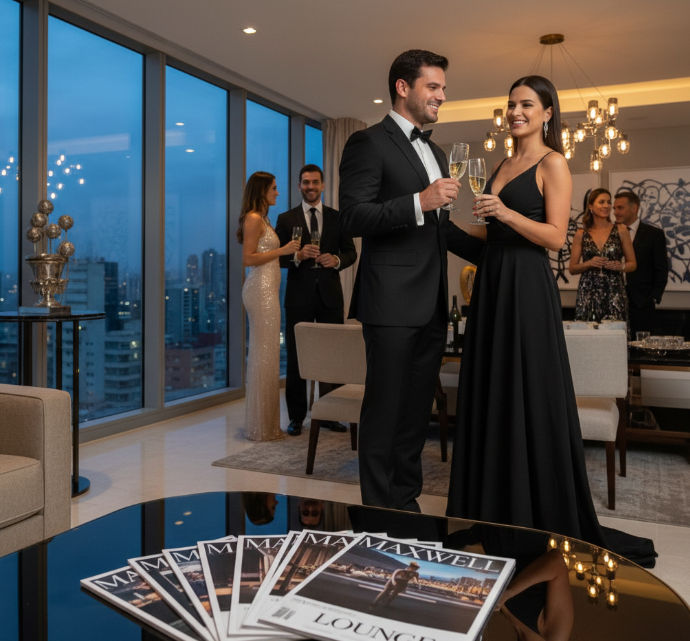La portada de la revista Lounge Mexico Lifestyle, con una fotografía de alta calidad que evoca lujo y estilo de vida.