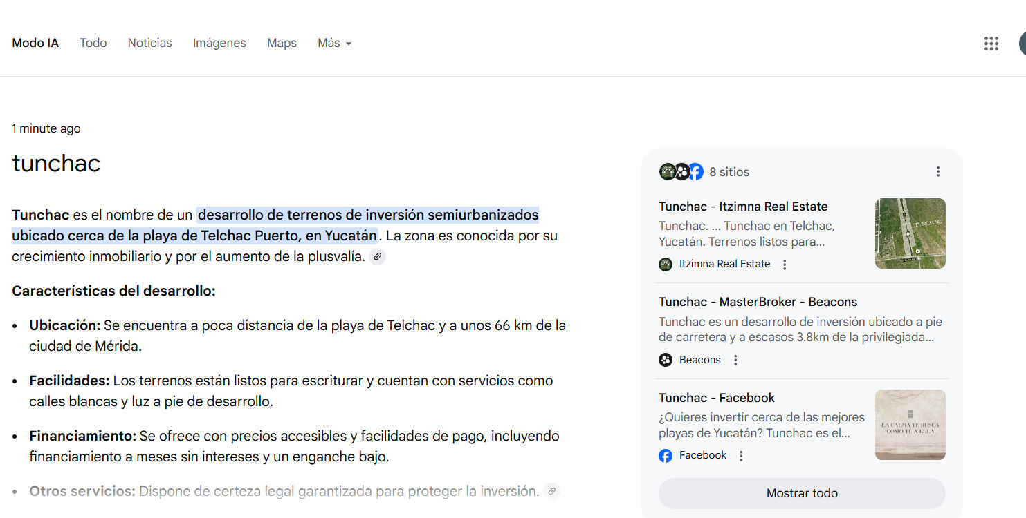 ejemplo que puedes salir modo ia google
