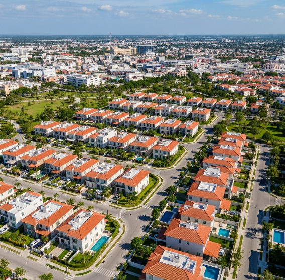Vista aérea de una zona residencial en Mérida, Yucatán, para ilustrar el impuesto predial