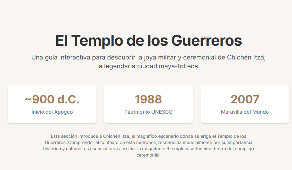 Un mapa de Chichén Itzá destacando la ubicación del Templo de los Guerreros y el Grupo de las Mil Columnas.