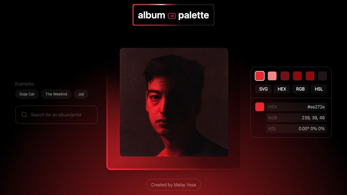 Screenshot of album → palette