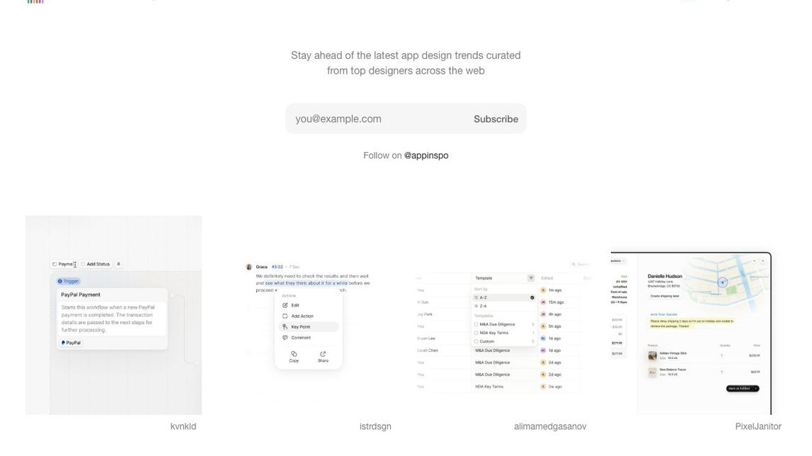 Screenshot of Appinspo