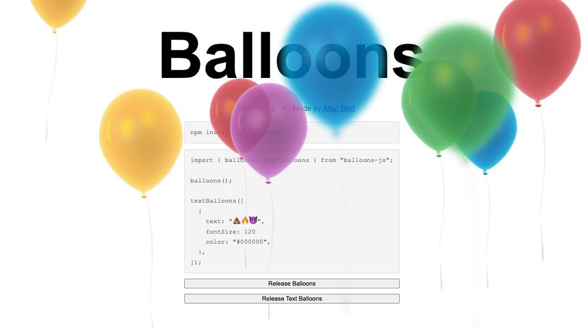 Screenshot of balloons-js