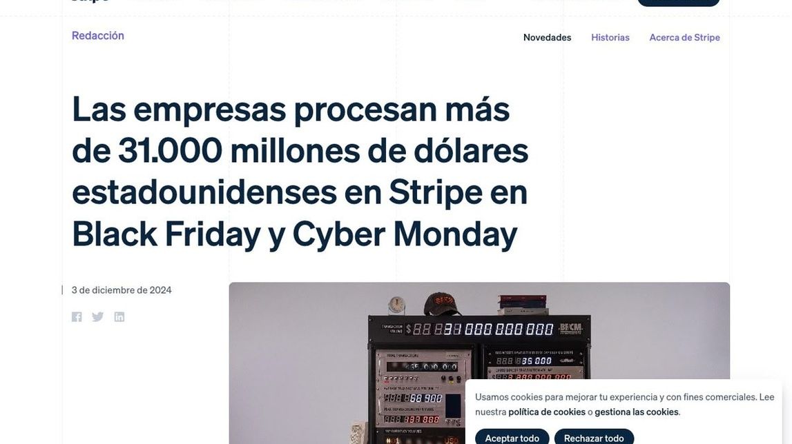Screenshot of Stripe Black Friday and Cyber Monday 2024