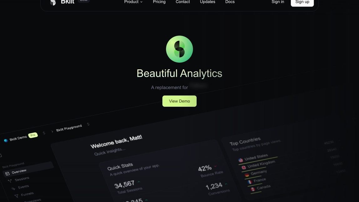 Screenshot of Bklit Analytics