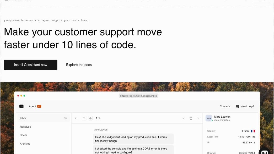 Screenshot of Cossistant