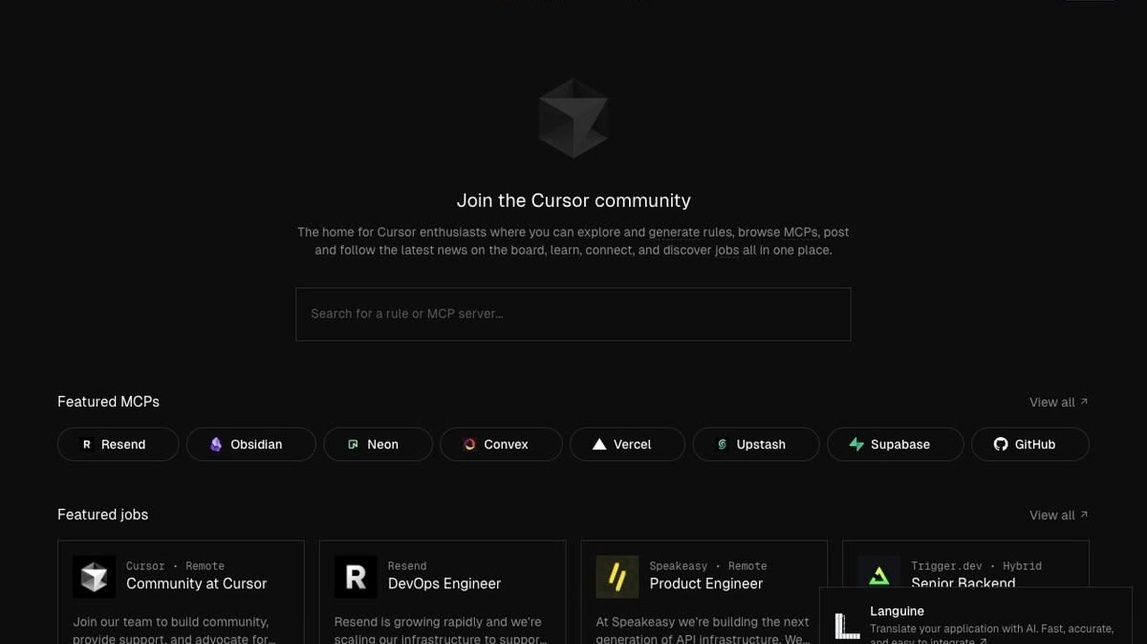Screenshot of Cursor Directory