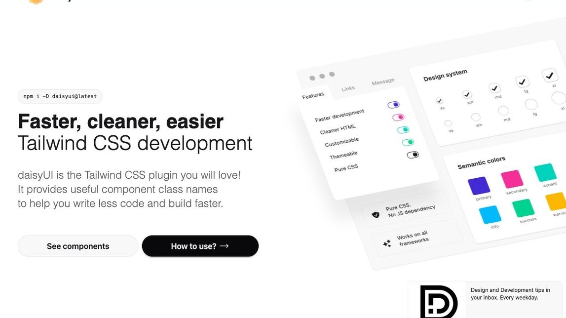 Screenshot of daisyUI