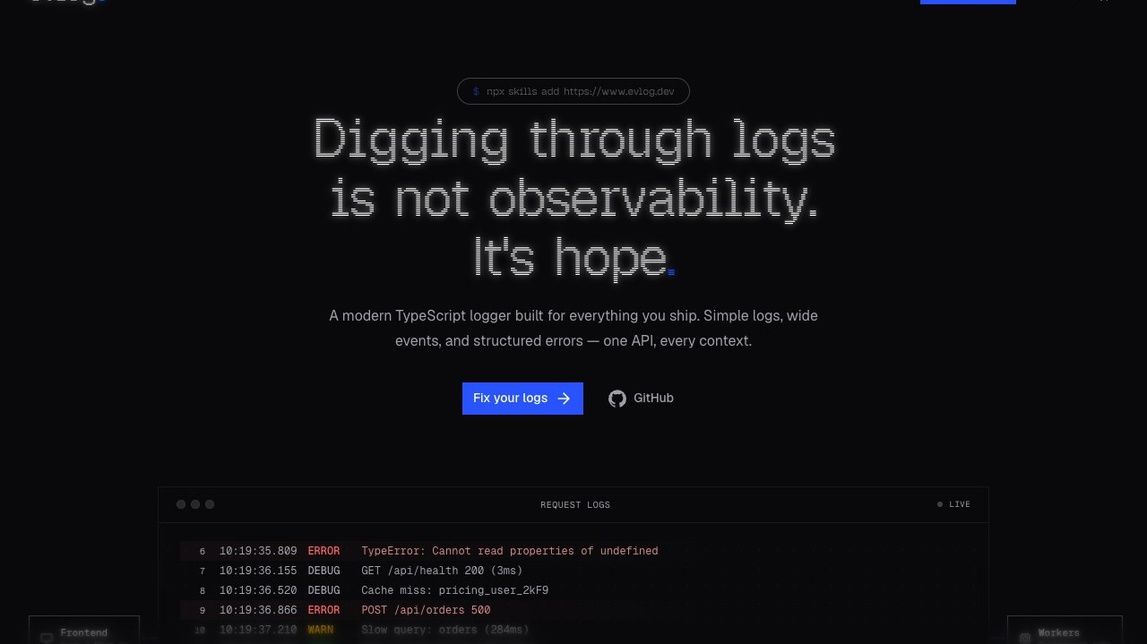 Screenshot of evlog