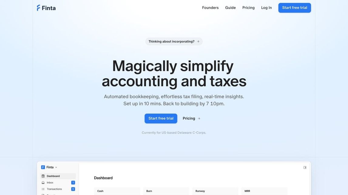 Screenshot of Finta