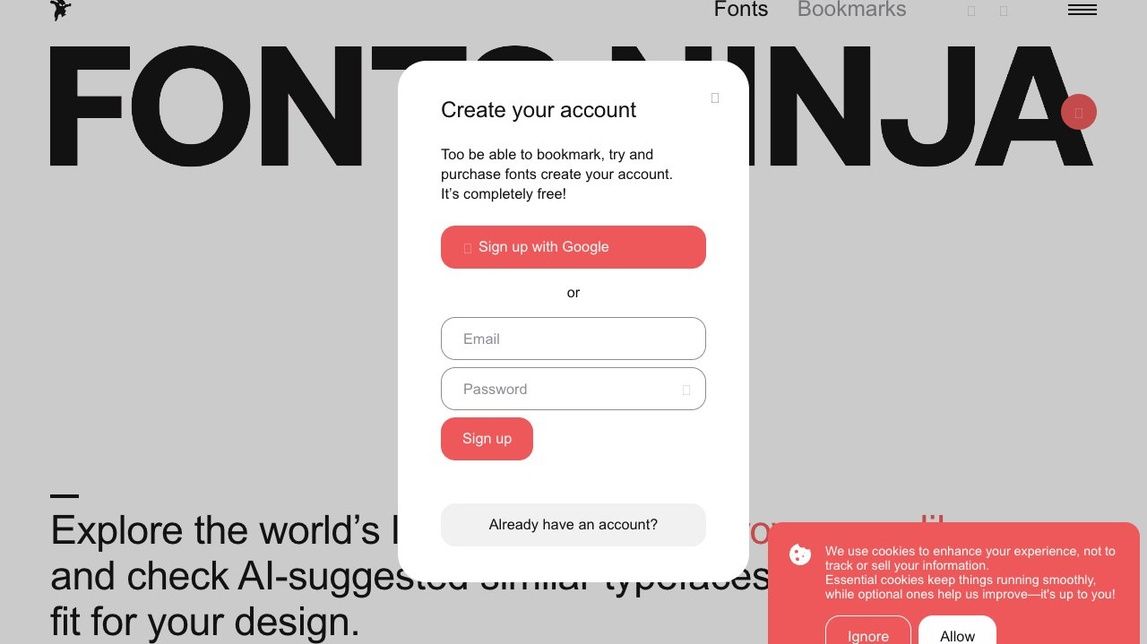 Screenshot of Fonts Ninja