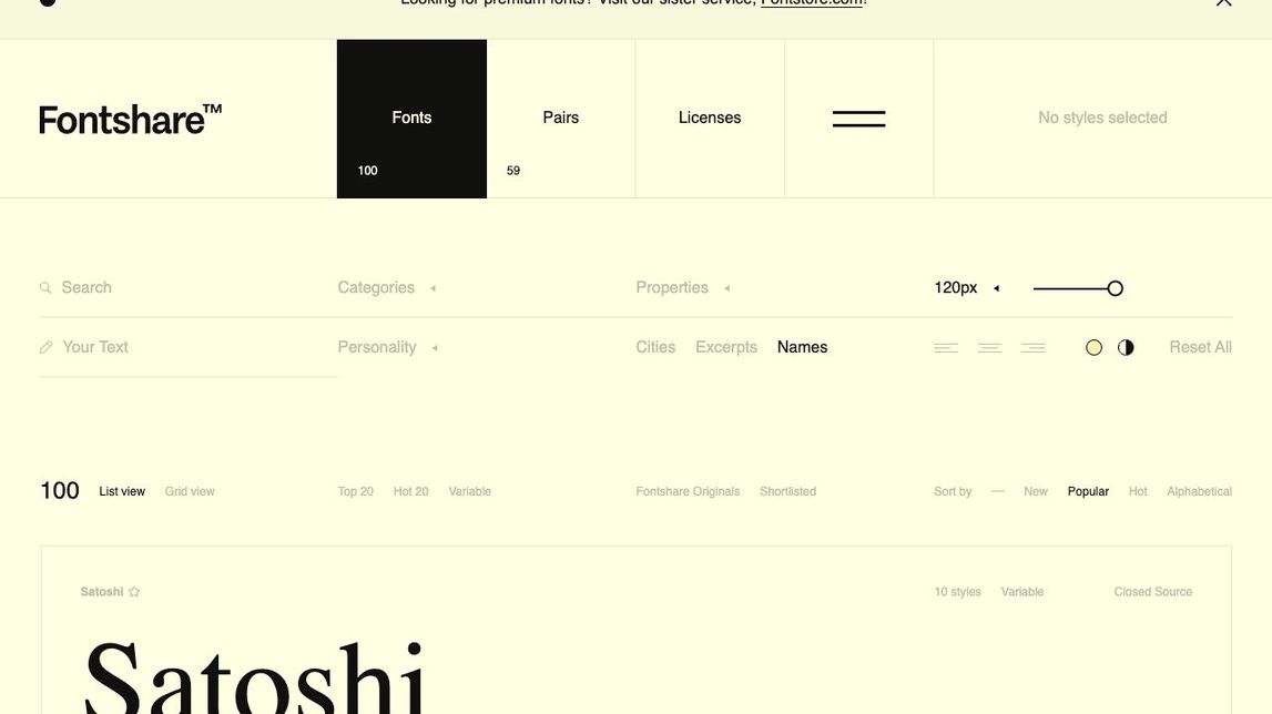 Screenshot of Fontshare