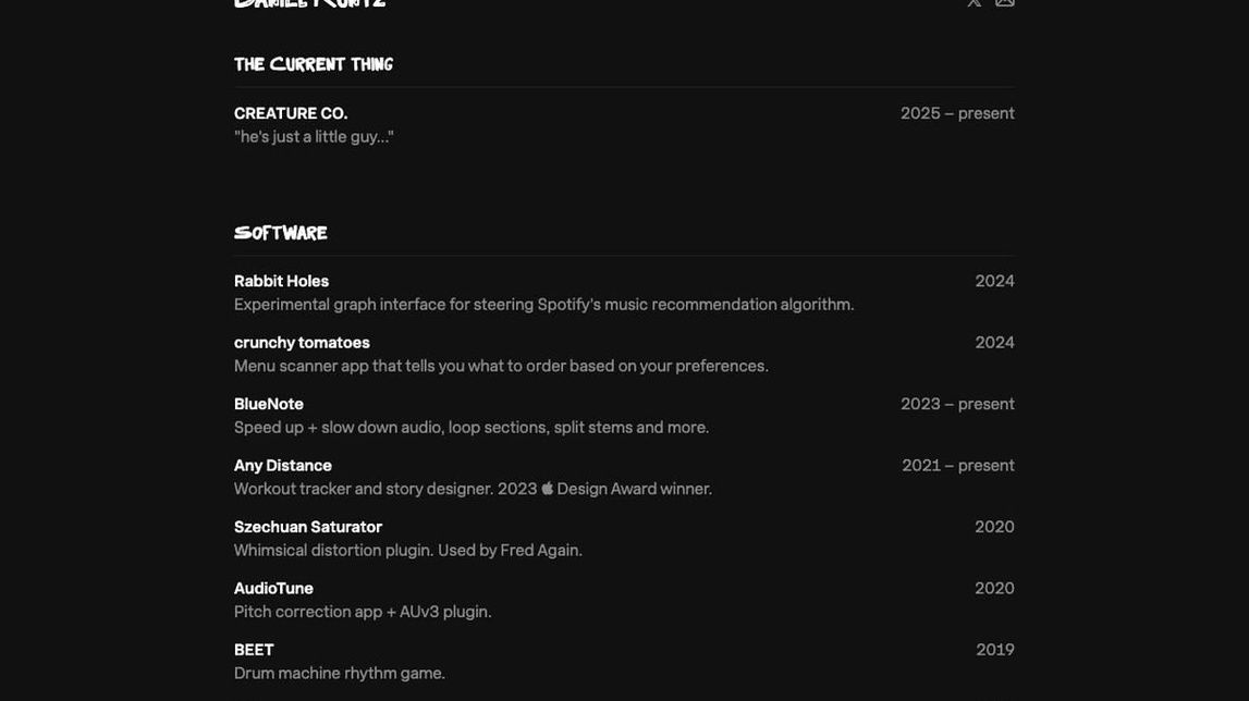 Screenshot of Daniel Kuntz
