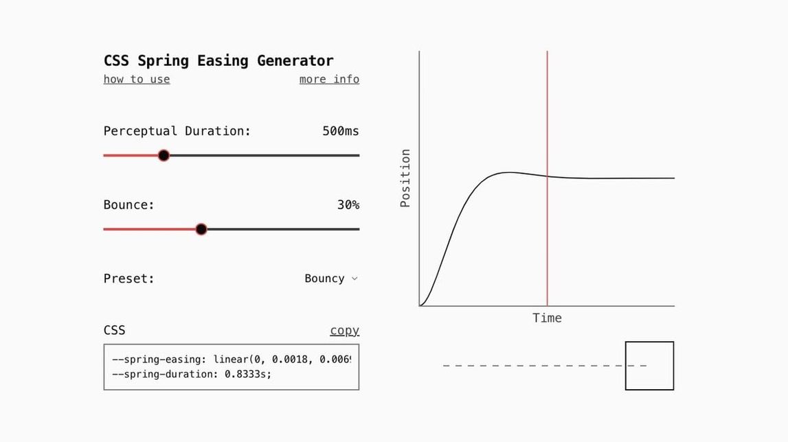 Screenshot of CSS Spring Easing Generator
