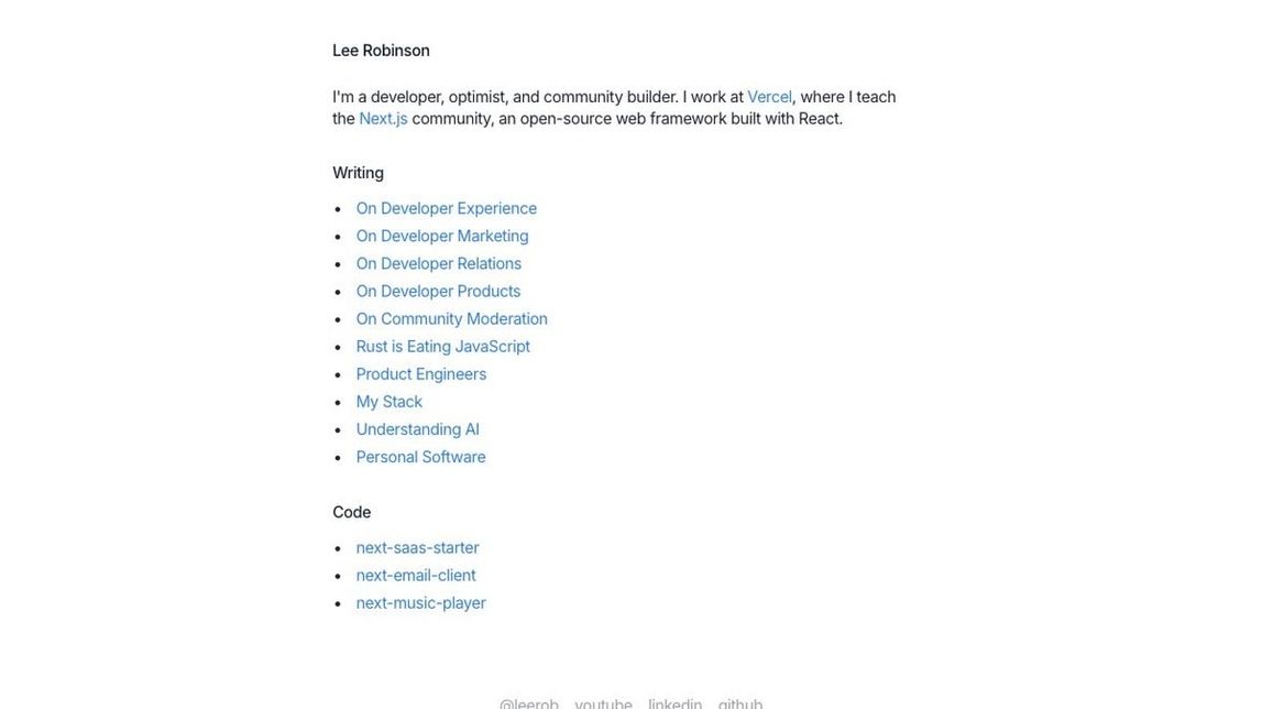 Screenshot of Lee Robinson