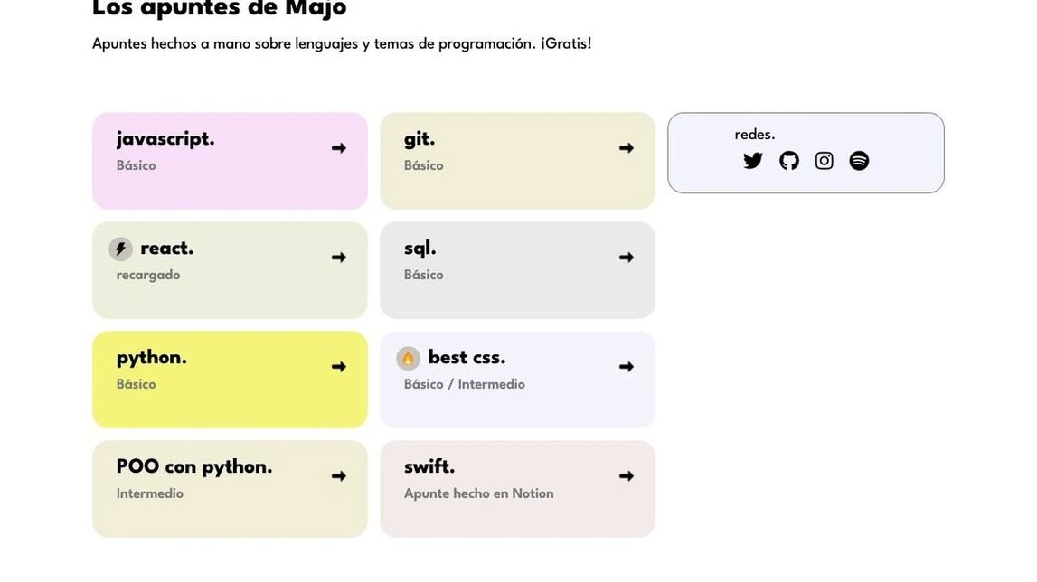 Screenshot of Apuntes de Majo