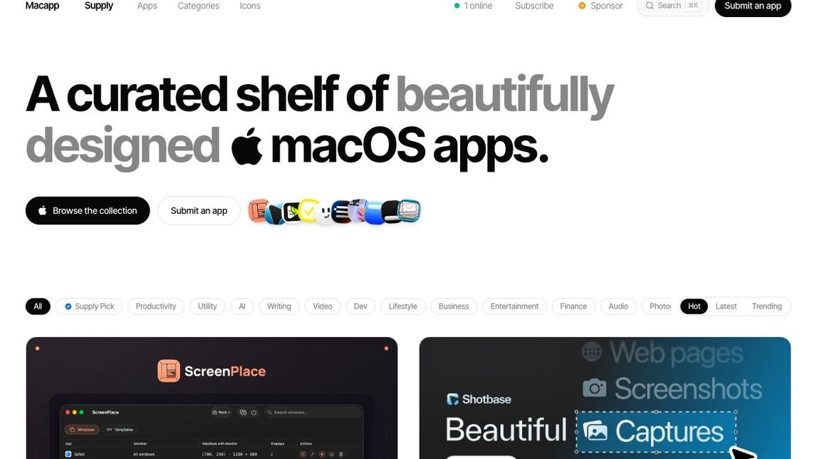Screenshot of Macapp Supply