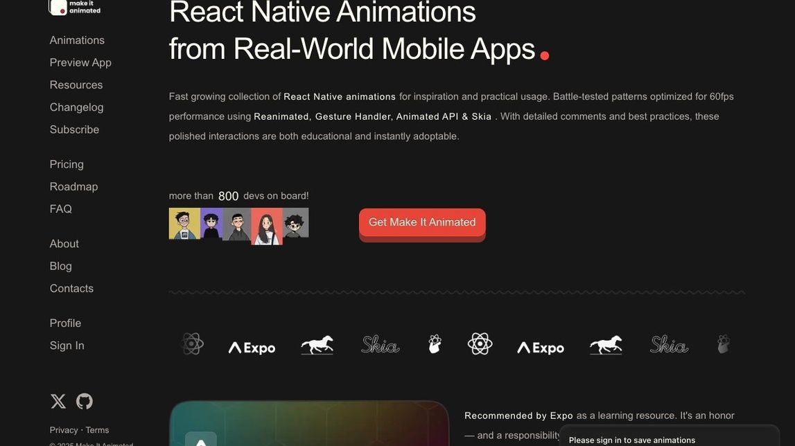 Screenshot of make it animated