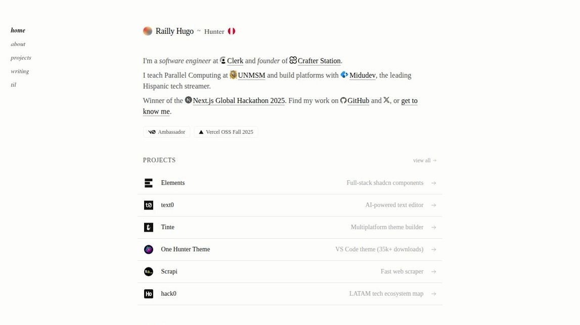 Screenshot of Railly Hugo