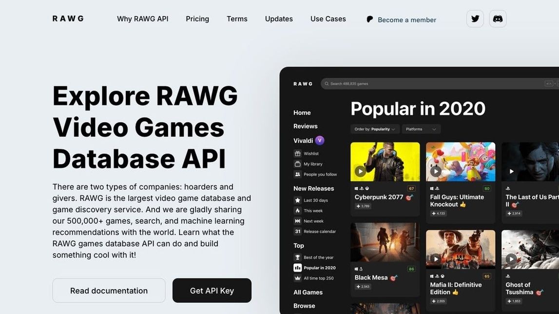 Screenshot of Rawg