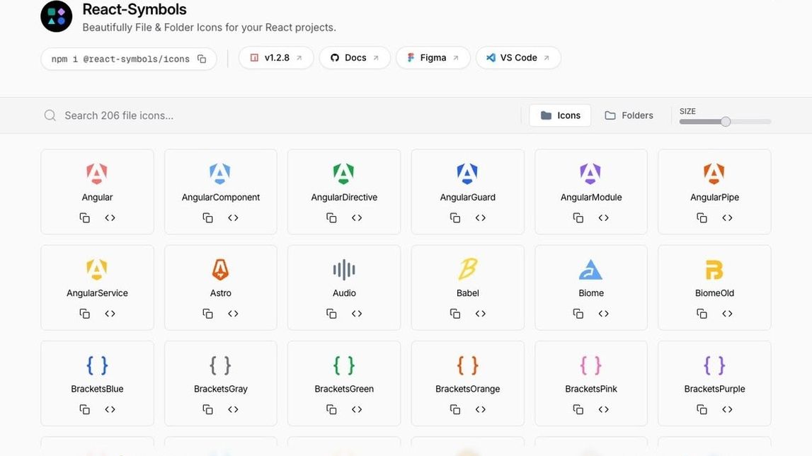 Screenshot of React-Symbols