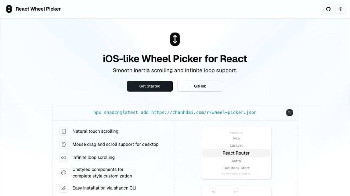 Screenshot of React Wheel Picker
