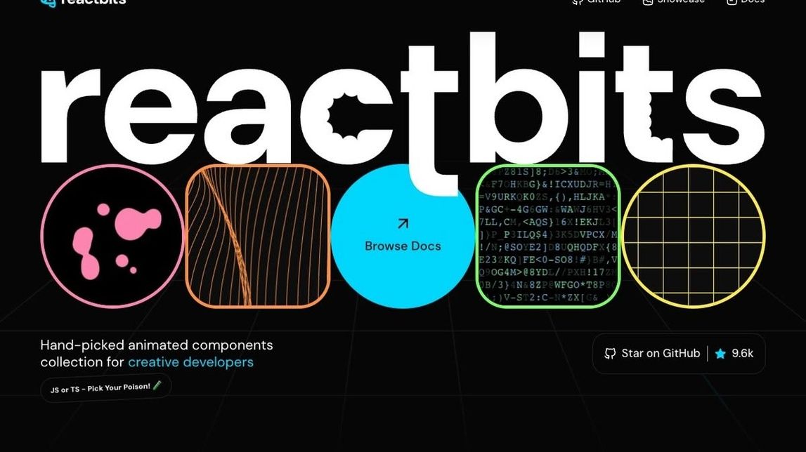 Screenshot of React Bits