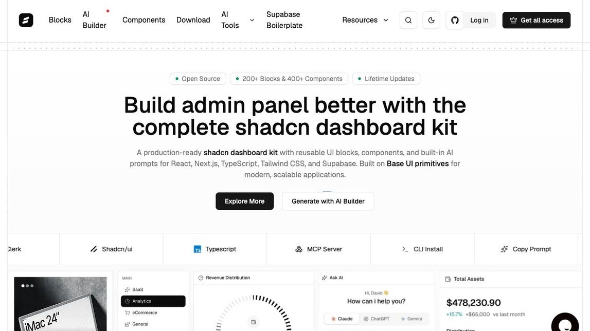 Screenshot of Shadcn Dashboard