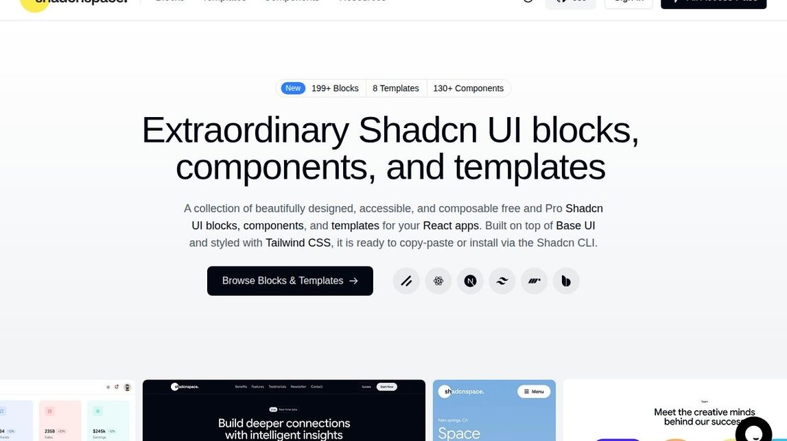 Screenshot of Shadcnspace