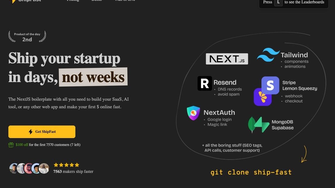 Screenshot of ShipFast