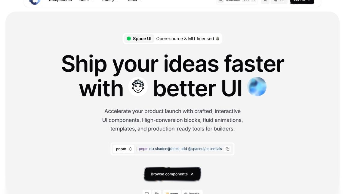 Screenshot of Space UI