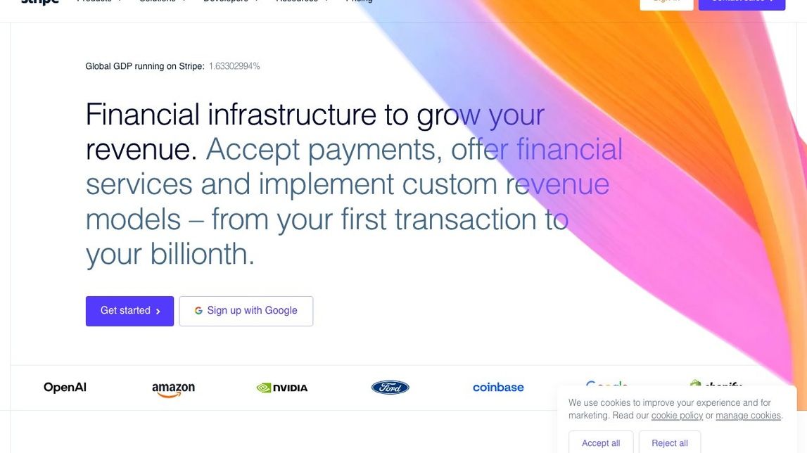 Screenshot of Stripe
