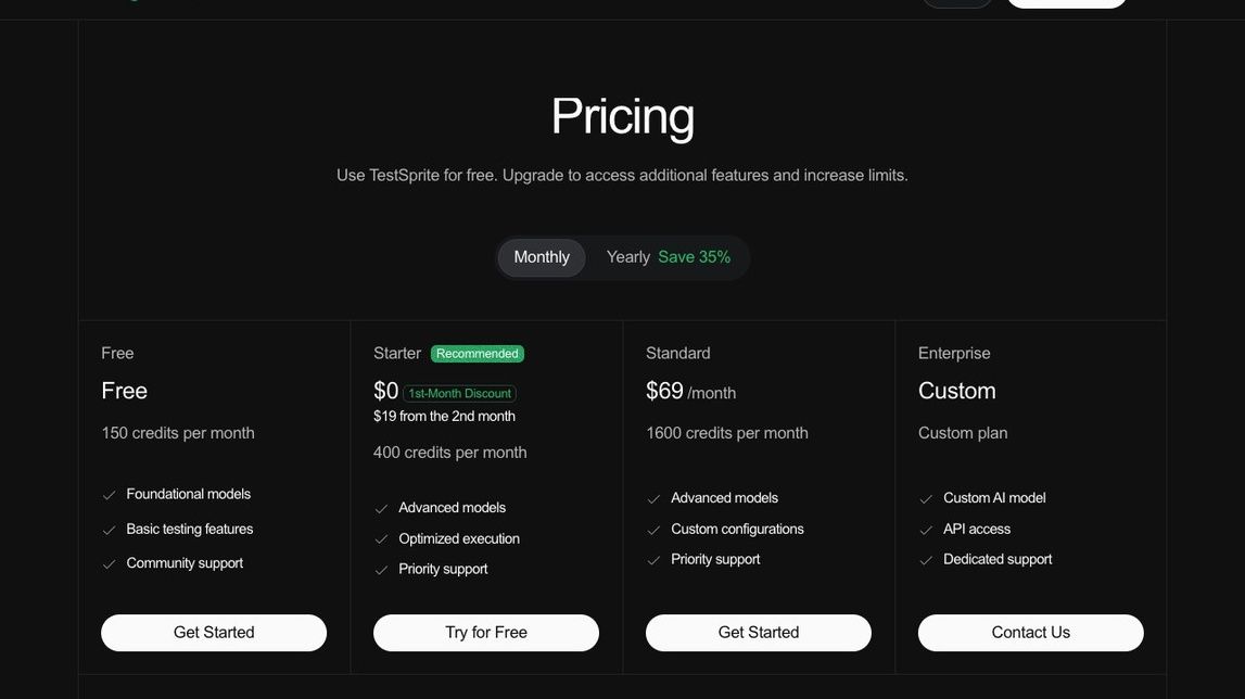 Screenshot of TestSprite