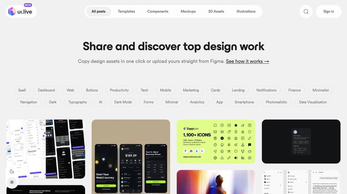 Screenshot of UI.live - Create. Share. Grow.