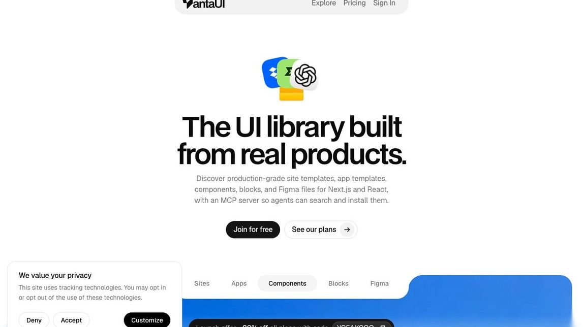 Screenshot of VantaUI