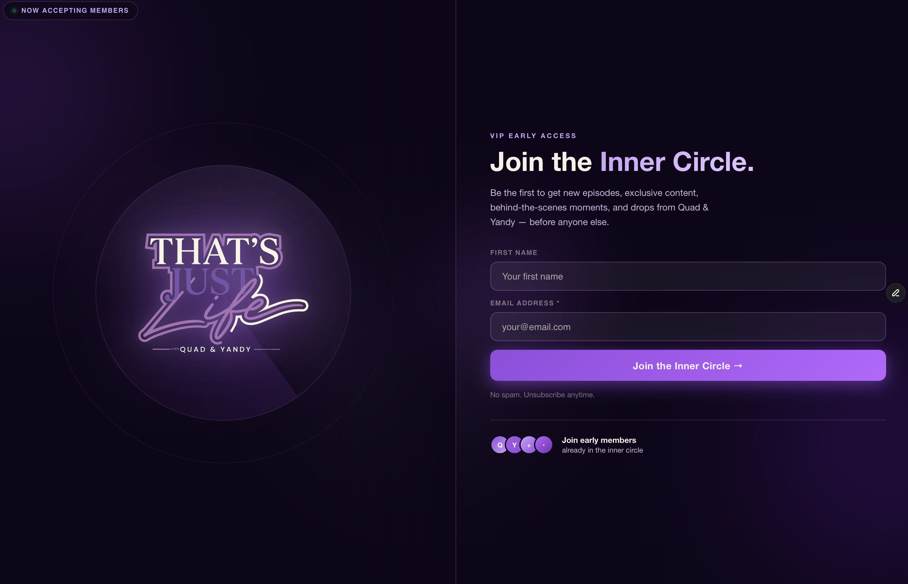 That’s Just Life Podcast landing page