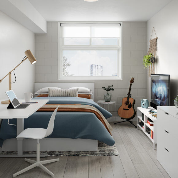 Avant Toronto ON Student Housing Bedroom 3D Rendering