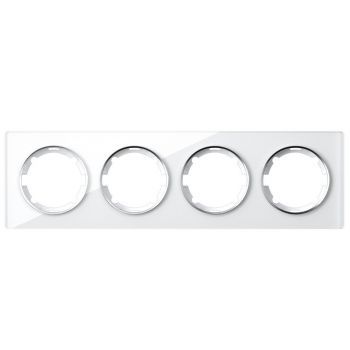 Рамка стеклянная OneKeyElectro, серия Garda, горизонтальная, на 4 прибора, цвет белый - фото 1