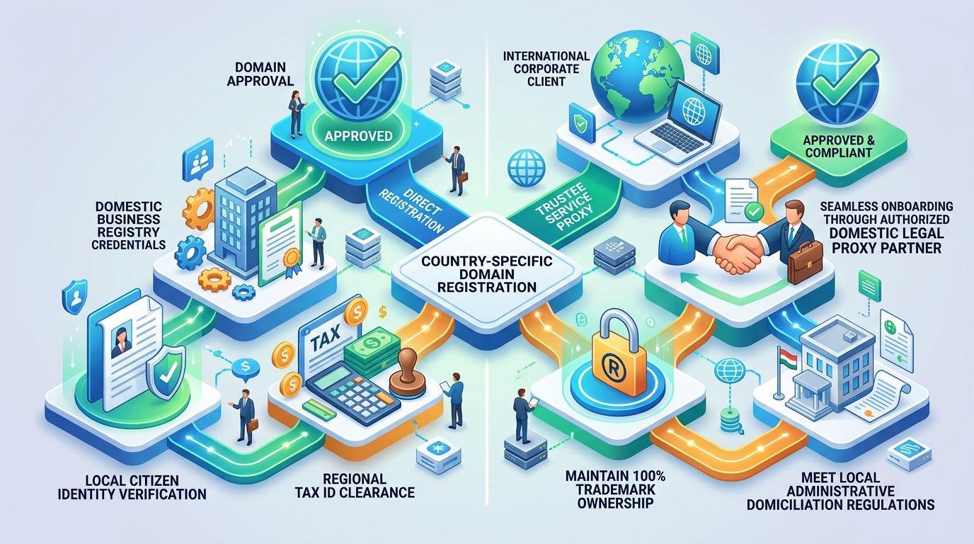 3D Technical Infographic: Restricted ccTLD Registration via Trustee Service Architecture