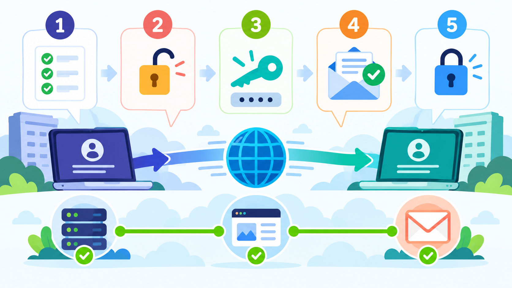 Five-stage domain transfer flow from eligibility and unlock through Auth Code, approval and relock