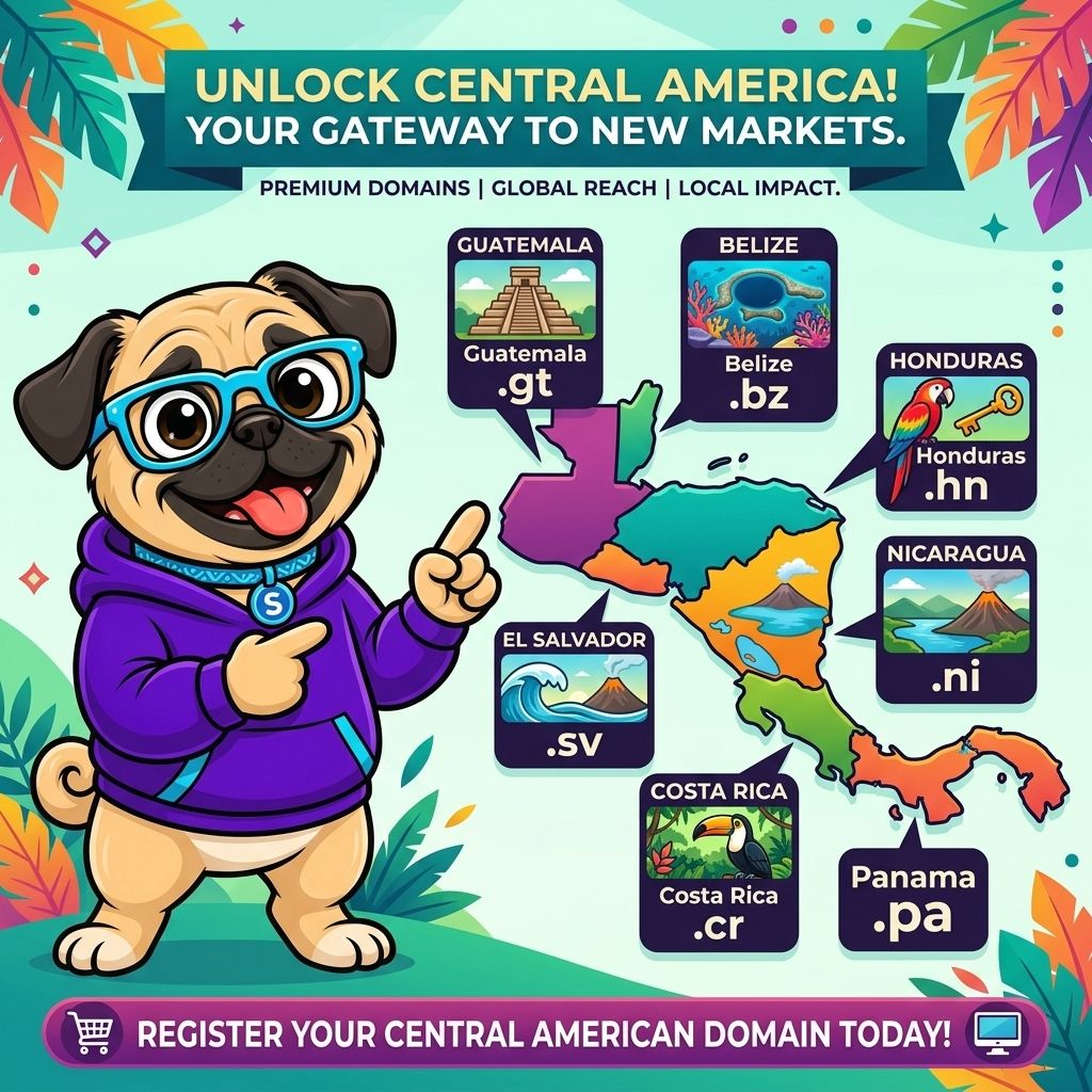 Illustrated comparison of country-domain options across Central America