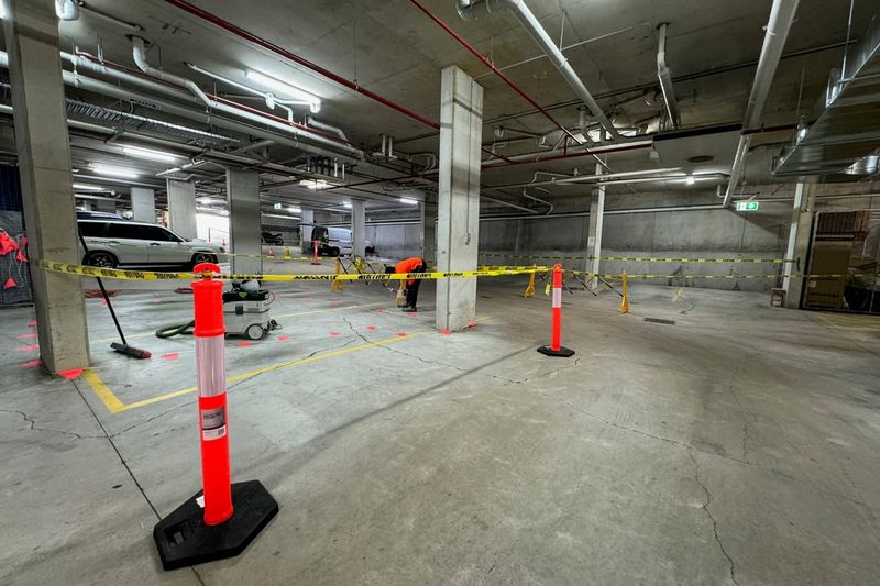Initial structural assessment documenting slab crack patterns