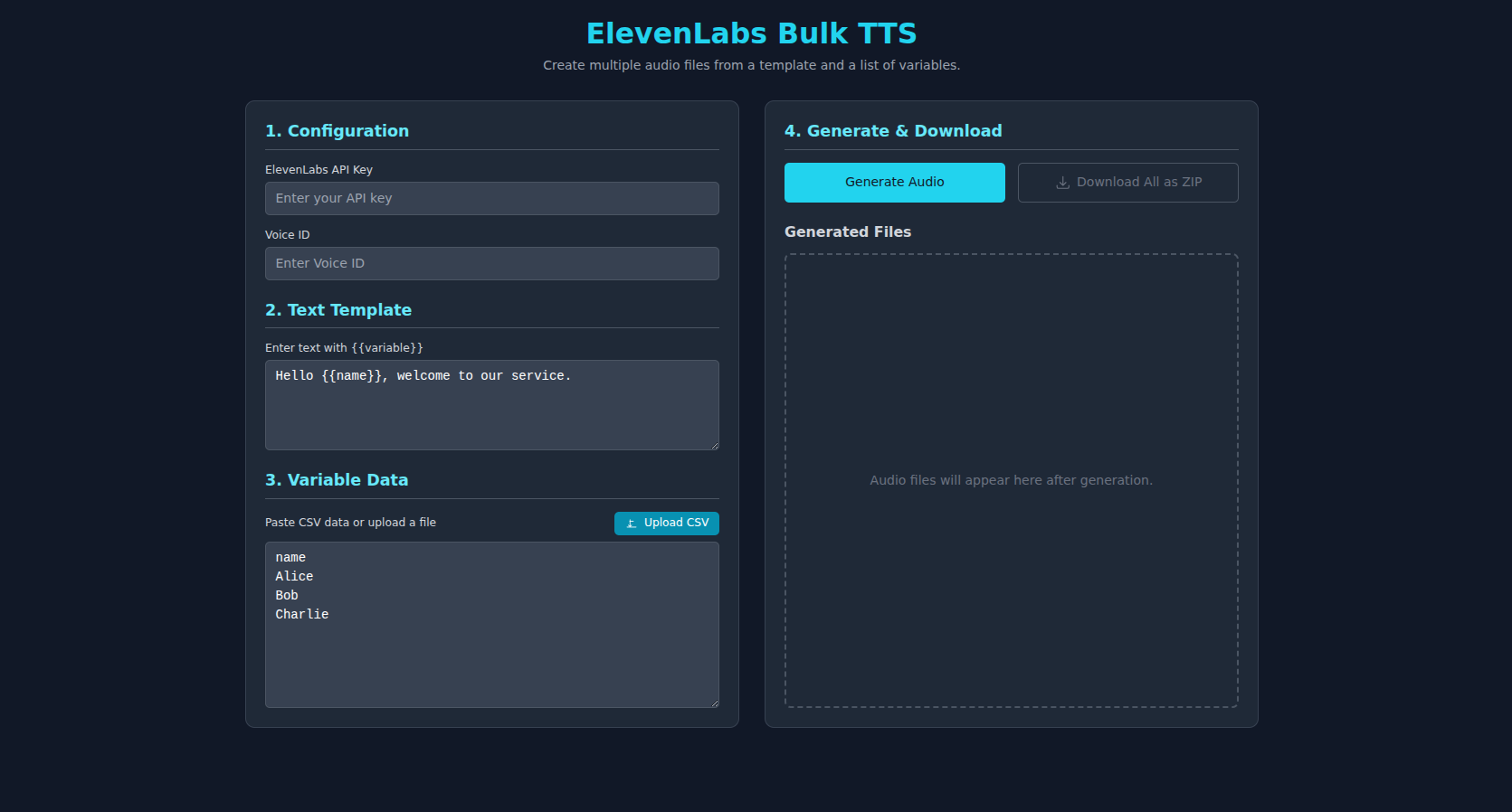 ElevenLabs Bulk TTS - AI-powered solution by 360Labs